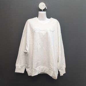Victoria's Secret Fleece Crewneck Sweatshirt XL Coconut White